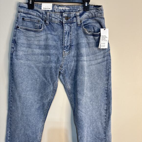 Nwt Original Use Men's Slim Fit Tapered Leg Light Blue Jeans Size 32x34 - Picture 9 of 9